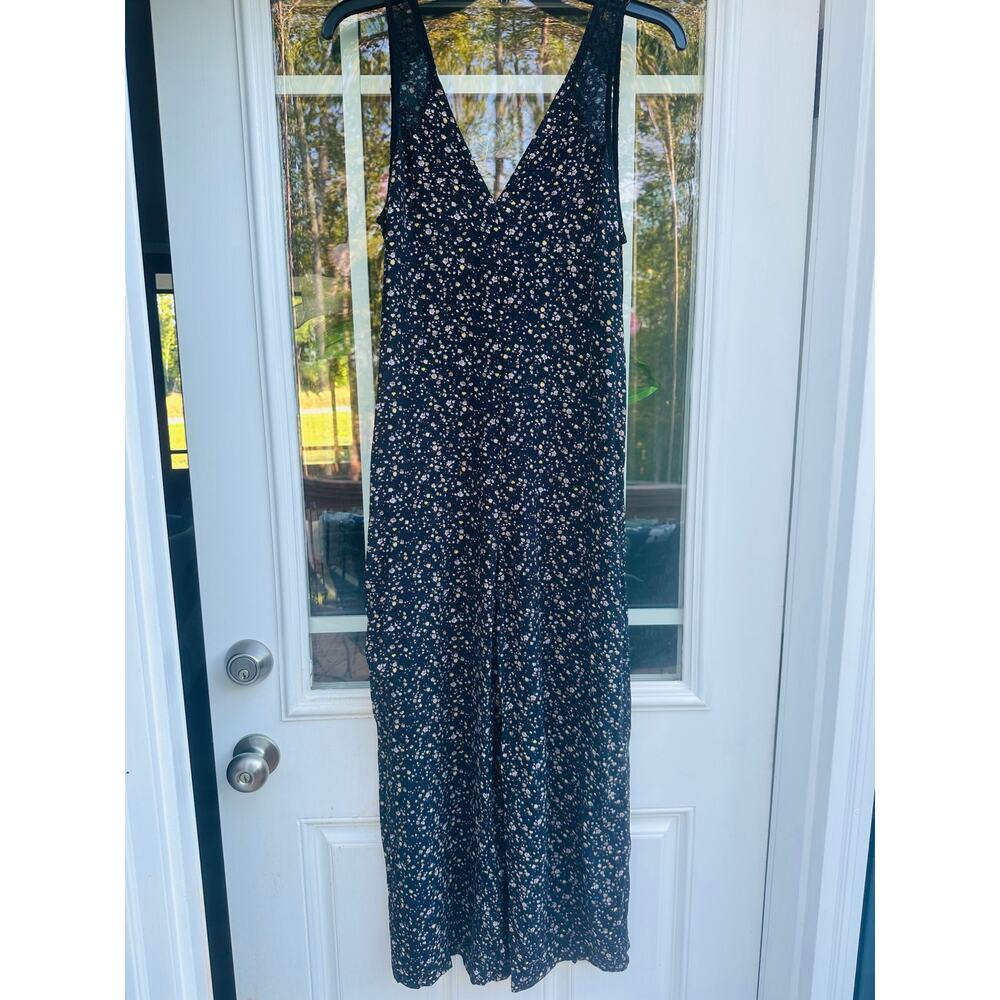 AllSaints Cate Pepper Jumpsuit Women’s Medium Black Floral Wide Leg Boho - Picture 4 of 16